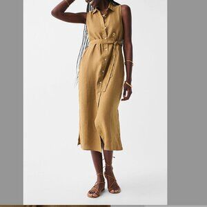 Faherty Laguna Linen Sleeveless Shirt Dress- Large